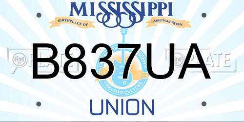 B837UA Mississippi License Plate