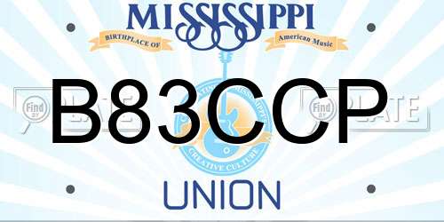 B83CCP Mississippi License Plate