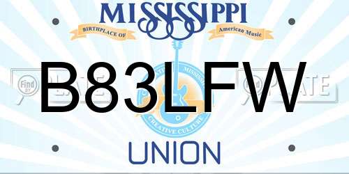B83LFW Mississippi License Plate