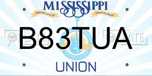 B83TUA Mississippi License Plate