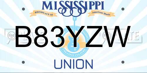 B83YZW Mississippi License Plate