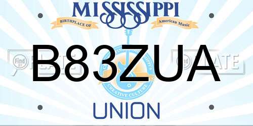B83ZUA Mississippi License Plate