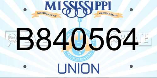 B840564 Mississippi License Plate