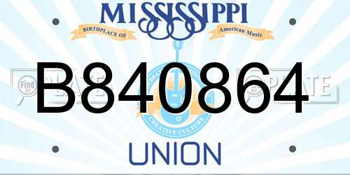 B840864 Mississippi License Plate