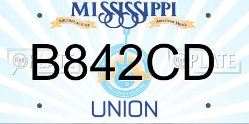 B842CD Mississippi License Plate
