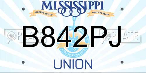 B842PJ Mississippi License Plate