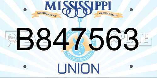 B847563 Mississippi License Plate