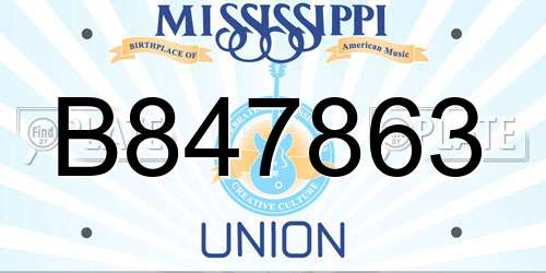 B847863 Mississippi License Plate
