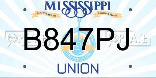 B847PJ Mississippi License Plate