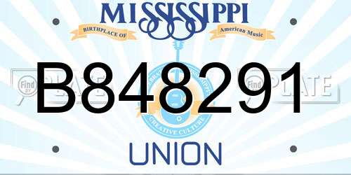 B848291 Mississippi License Plate