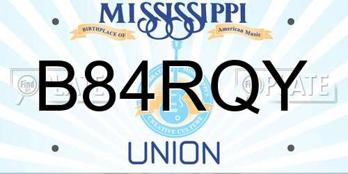 B84RQY Mississippi License Plate