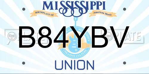 B84YBV Mississippi License Plate