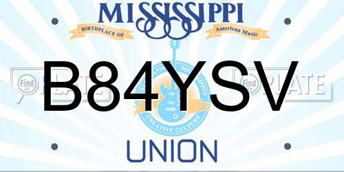 B84YSV Mississippi License Plate