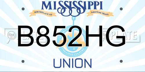 B852HG Mississippi License Plate