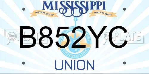 B852YC Mississippi License Plate