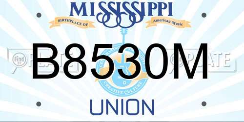 B8530M Mississippi License Plate