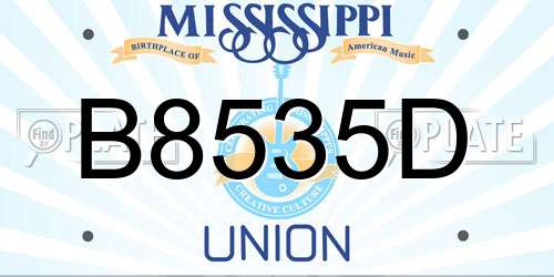 B8535D Mississippi License Plate