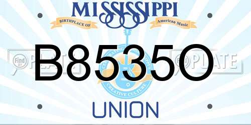 B8535O Mississippi License Plate
