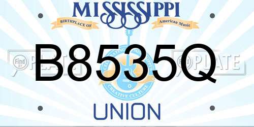 B8535Q Mississippi License Plate