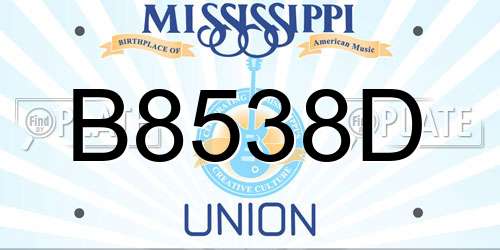 B8538D Mississippi License Plate