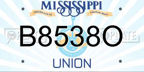 B8538O Mississippi License Plate