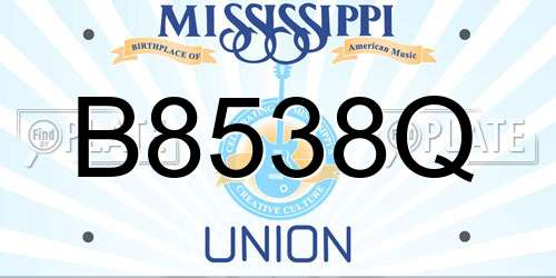 B8538Q Mississippi License Plate