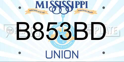 B853BD Mississippi License Plate