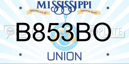 B853BO Mississippi License Plate