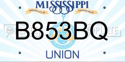 B853BQ Mississippi License Plate