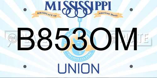 B853OM Mississippi License Plate