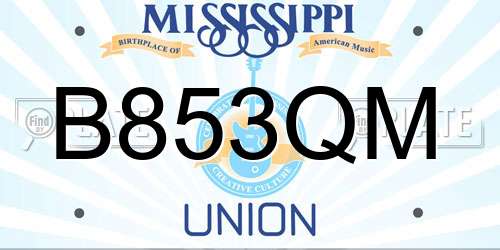 B853QM Mississippi License Plate