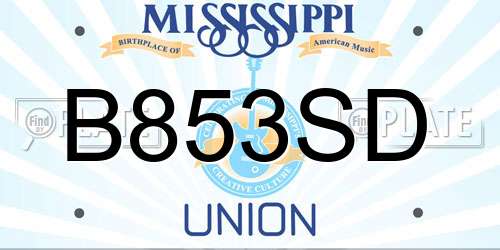 B853SD Mississippi License Plate