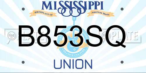 B853SQ Mississippi License Plate