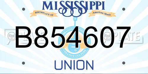 B854607 Mississippi License Plate
