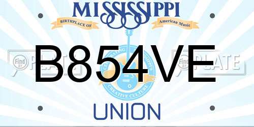 B854VE Mississippi License Plate