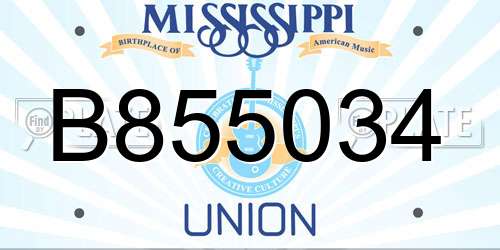 B855034 Mississippi License Plate