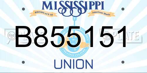 B855151 Mississippi License Plate