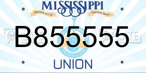 B855555 Mississippi License Plate