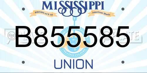 B855585 Mississippi License Plate