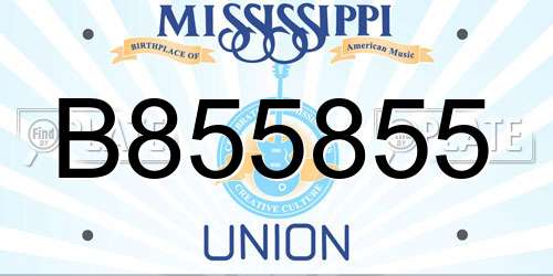 B855855 Mississippi License Plate