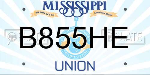 B855HE Mississippi License Plate
