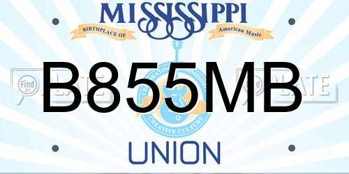 B855MB Mississippi License Plate