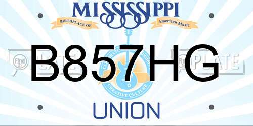B857HG Mississippi License Plate