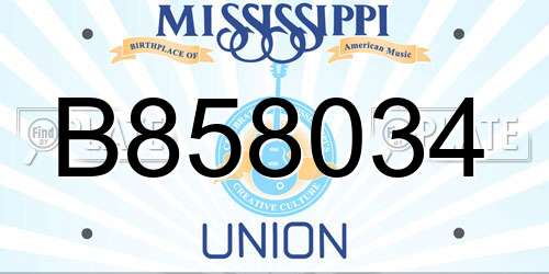 B858034 Mississippi License Plate