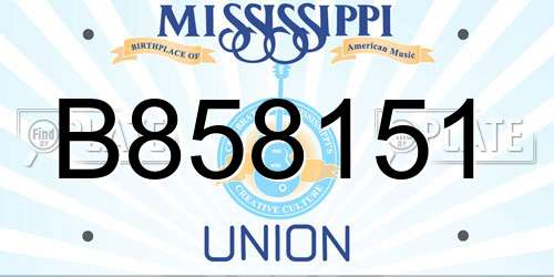 B858151 Mississippi License Plate