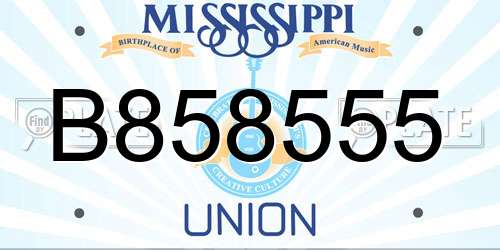 B858555 Mississippi License Plate