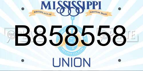 B858558 Mississippi License Plate