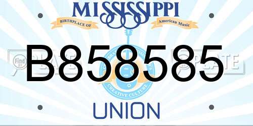 B858585 Mississippi License Plate