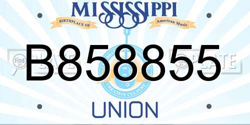 B858855 Mississippi License Plate