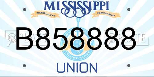 B858888 Mississippi License Plate